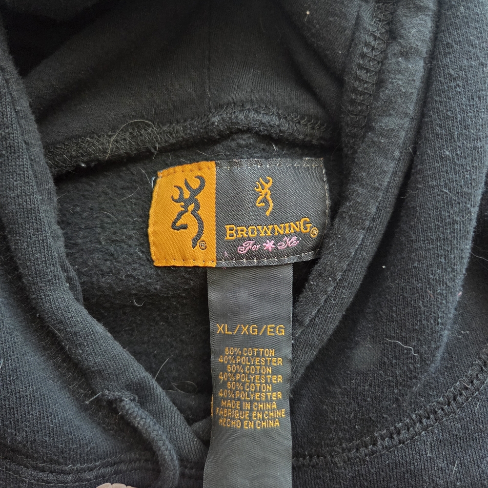Browning Black Hoodie with Gold and Orange Label Accents - Picture 3 of 3